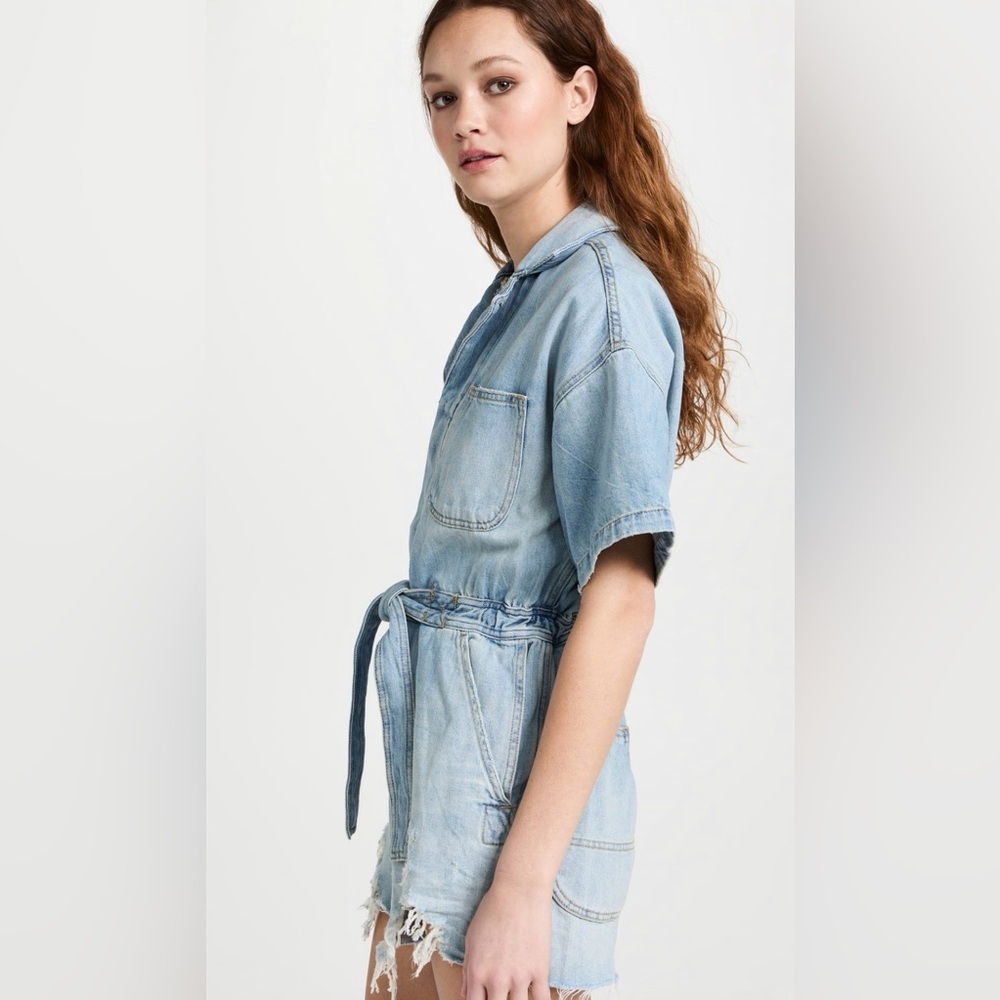 NWT R13 Mick Romper Toni Blue Medium Distressed Denim Blue Jean $745 SS - Picture 15 of 16